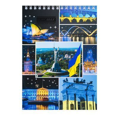 Блокнот на пружині зверху PATRIOT "KYIV", А5, 48арк., клітинка, картонна обкладинка, Асорті