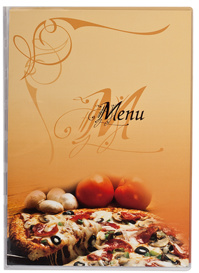 Папка "МЕНЮ" PIZZA, А4, PVC, три сторони, прозора, Прозорий