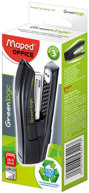 Степлер настільний GREENLOGIC, пластиковий, 25л., (скоби №24/6; 26/6), чорний, Чорний
