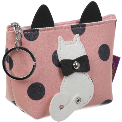 Кейс для монет PUSSY CAT плоский 13x10,5x5,5 см, декор кота з рухливим хвостом, рожевий