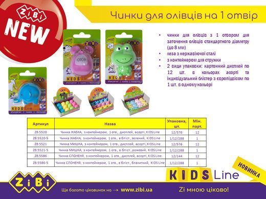 Чинка для олівців ЖАБКА, з контейнером, 1 отв. в бліст., зелений