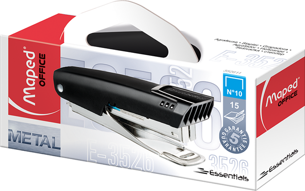 Степлер компактний ESSENTIALS METAL, металевий, 15л., (скоби №10), чорний, Чорний