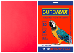 Папір кольоровий А4, 80г/м2, INTENSIV, червоний, 20л., Червоний