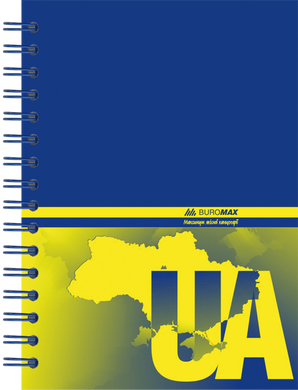 Книга для нотаток А6, 96 арк., пружина, кл., тв. лам. палітурка, Синій