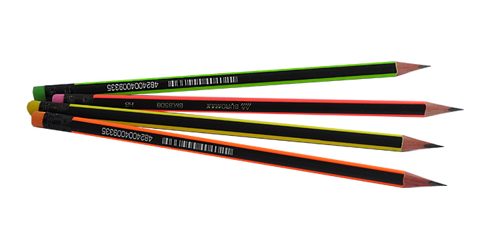 Олівець графітовий NEON НВ, чорно-неоновий, з гумкою, карт. коробка