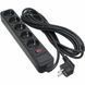 Мережевий фільтр 5 РОЗЕТОК BLACK 5.0 м, 3*1мм2 SP-1055 PATRON, Чорний