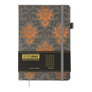 Блокнот діловий ROYAL А5, 96л, клітинка, обкладинка штучна шкіра, сірий