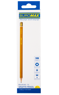 Олівець графітовий PROFESSIONAL 3B, жовтий, без гумки, коробка 12шт.