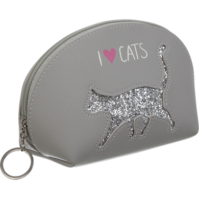Пенал CAT LOVER плоский 21x12x8 см, сірий з зображенням кота із блискіток