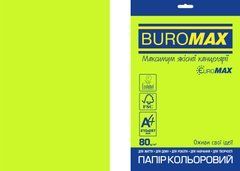 Папір кольоровий Euromax 80г/м2, NEON, зелений, 20арк., Зелений